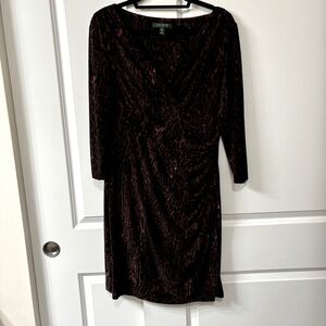 Lauren Ralph Lauren Womens Mauve Pink Leopard Faux Wrap Stretch Dress S 12